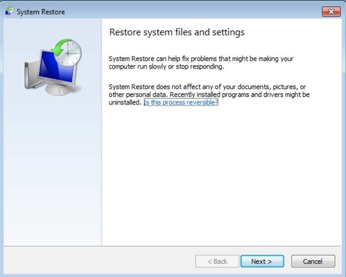 Wiederherstellungssystem Dateien und Einstellungen