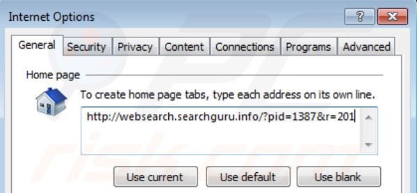 websearch.searchguru.info von der Internet Explorer Startseite entfernen