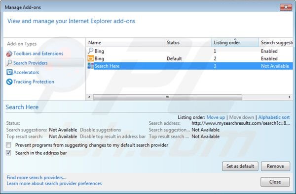 default tab Virus von den Internet Explorer Standardsuchmaschinen Einstellungen entfernen