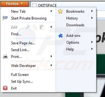 okitspace von Mozilla Firefox entfernen Schritt 1