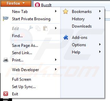 Removing buzz-it from Mozilla Firefox step 1