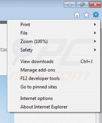 Removing content explorer from Internet Explorer step 1