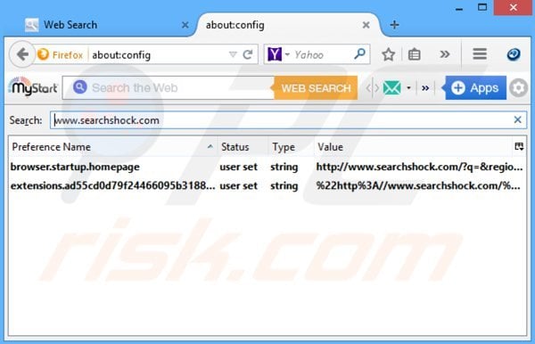 Removing searchshock.com from Mozilla Firefox default search engine