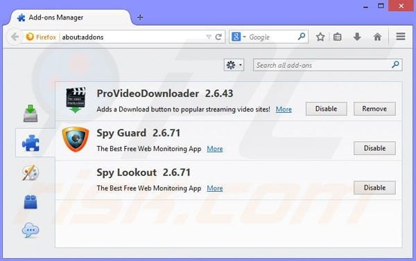 Removing Movie Wizard from Mozilla Firefox step 2