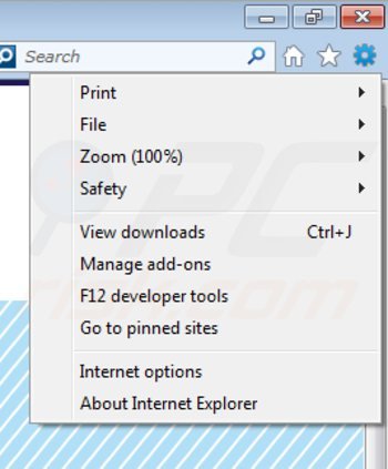 Removing passwidget from Internet Explorer step 1