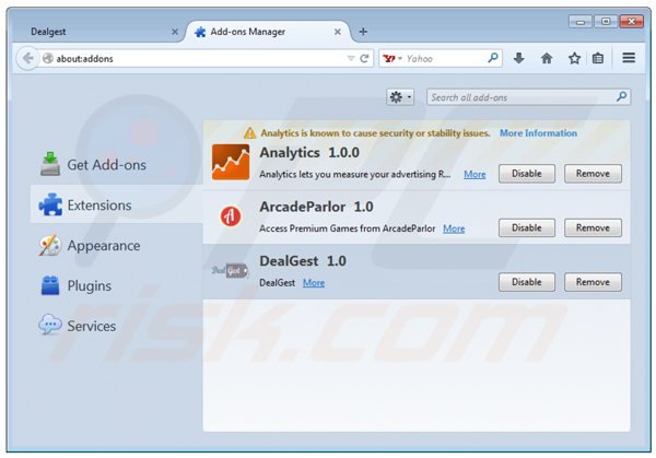 Removing dealgest ads from Mozilla Firefox step 2