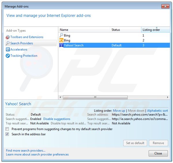 Removing keepmysettingsx from Internet Explorer default search engine
