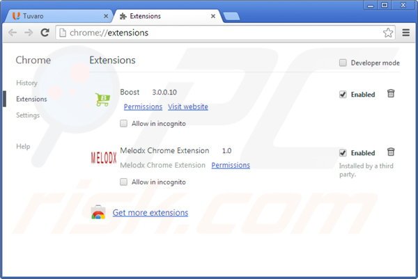 Removing Melodx ads from Google Chrome step 2