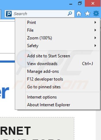 Removing SpeedCheck ads from Internet Explorer step 1