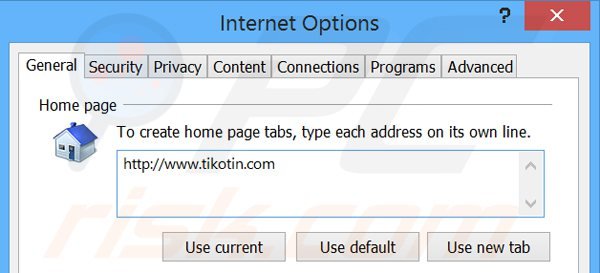 Removing tikotin.com from Internet Explorer homepage
