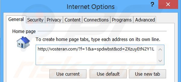 Removing vosteran.com from Internet Explorer homepage