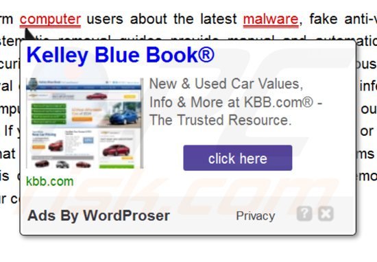 wordproser adware generating in-text ads