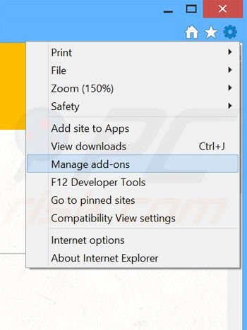 Removing PastaLeads ads from Internet Explorer step 1