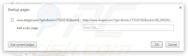 Removing dregol.com from Google Chrome homepage