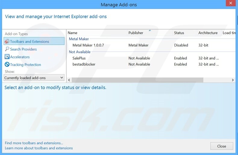 Removing WindApp ads from Internet Explorer step 2