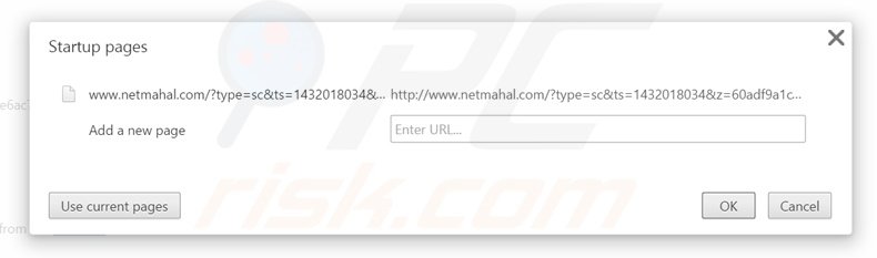 Removing netmahal.com from Google Chrome homepage