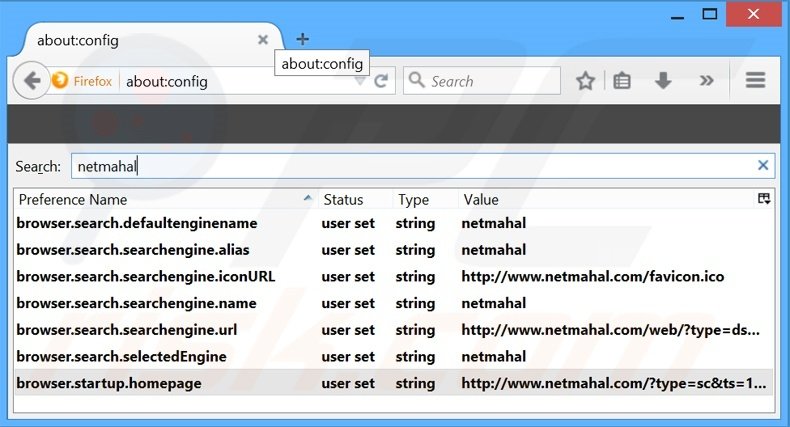 Removing netmahal.com from Mozilla Firefox default search engine