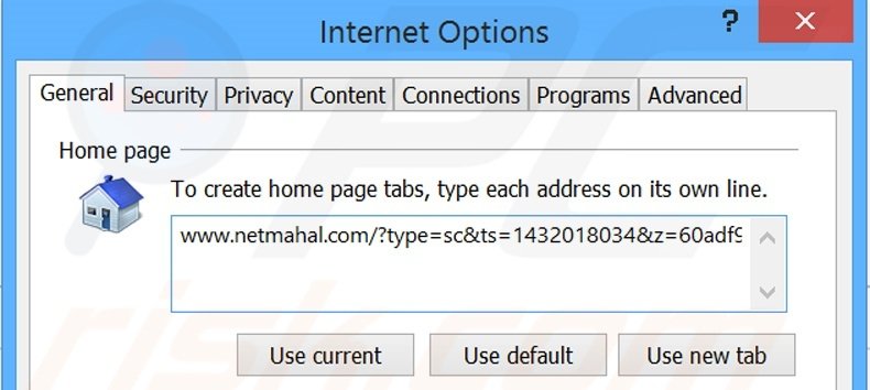Removing netmahal.com from Internet Explorer homepage