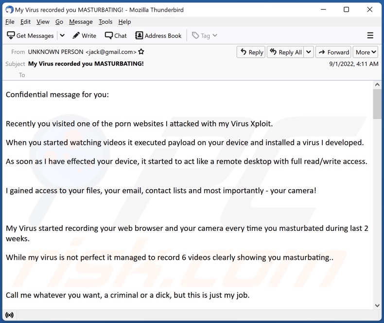 Porn Websites I Attacked With My Virus Xploit E-Mail-Spam-Kampagne