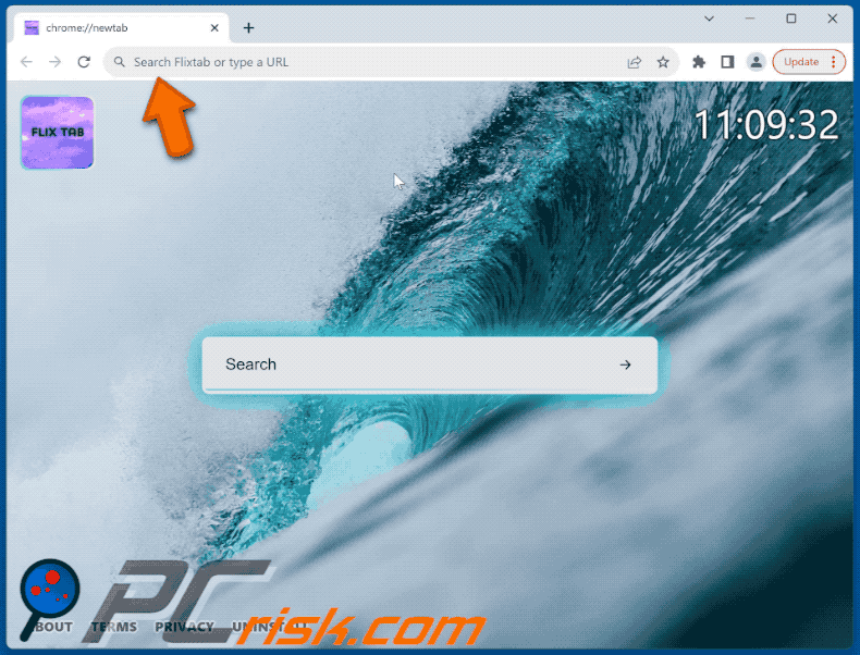 Flixtab Browser-Hijacker flixtab.com leitet zu bing.com um