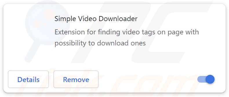 Simple Video Downloader Adware-Erweiterung