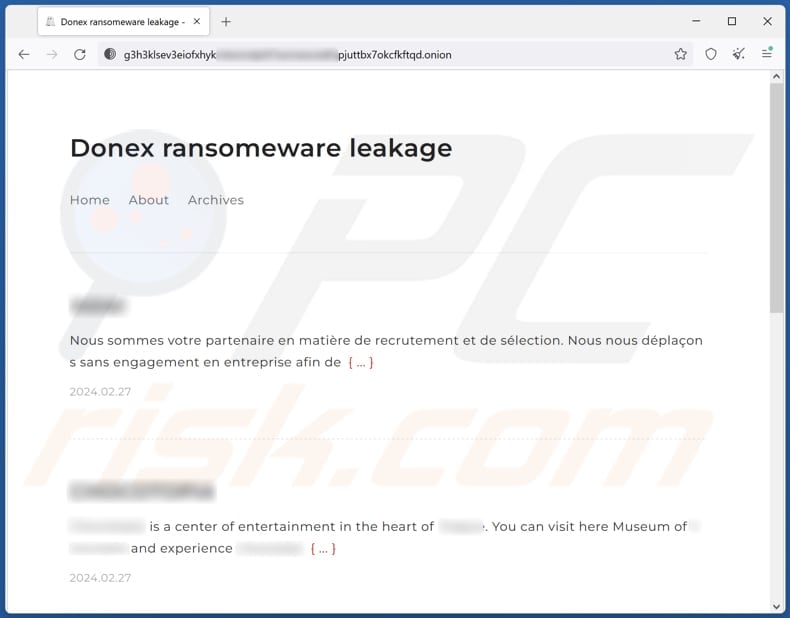 DoNex Ransomware Daten-Leaking-Seite