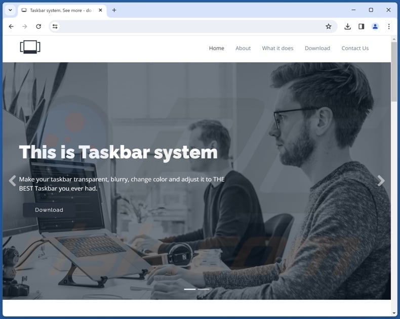 Webseite zur Förderung der PUA Taskbar system