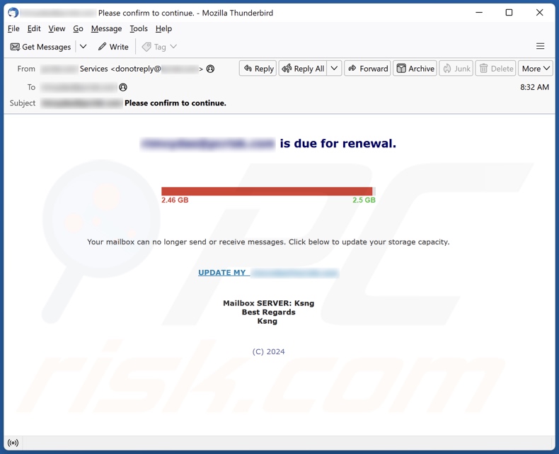 E-Mail ist zur Erneuerung fällig E-Mail-Spam-Kampagne