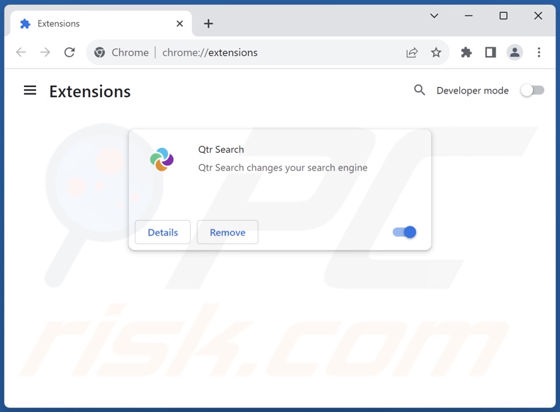 Mit qtrserach.com verwandte Google Chrome Erweiterungen entfernen
