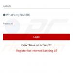 Gefälschtes NAB (National Australia Bank) Anmeldefenster wird von FluBot Malware angezeigt