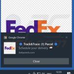 Browserbenachrichtigung bewirbt den FedEx PACKAGE WAITING Betrug 1
