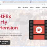 Webseite, die eine Cookie-auffüllende Browsererweiterung fördert (Netflix Party) 1
