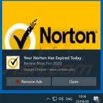 Das Norton Abonnment ist heute abgelaufen Pop-up-Betrug gefördert durch Browserbenachrichtigungen (Beispiel 1)
