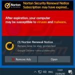 Das Norton Abonnment ist heute abgelaufen Pop-up-Betrug gefördert durch Browserbenachrichtigungen (Beispiel 3)