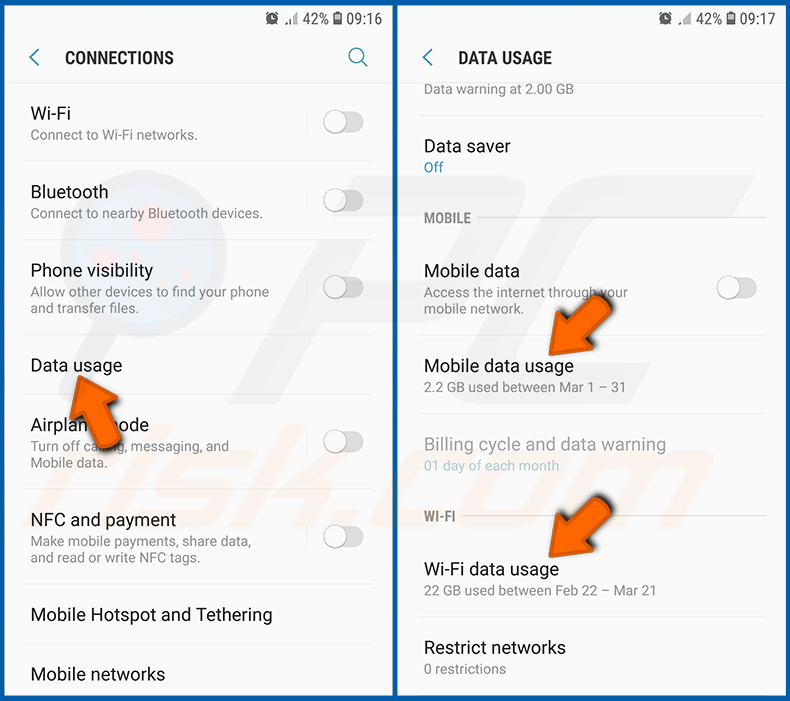 Die Datennutzung verschiedener Anwendungen im Android Betriebssystem überprüfen (Schritt 2)