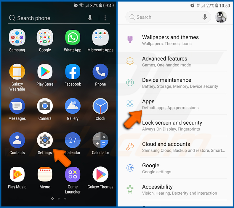 Entfernen unerwünschter/schädlicher Anwendungen aus dem Android-Betriebssystem (Schritt 1)