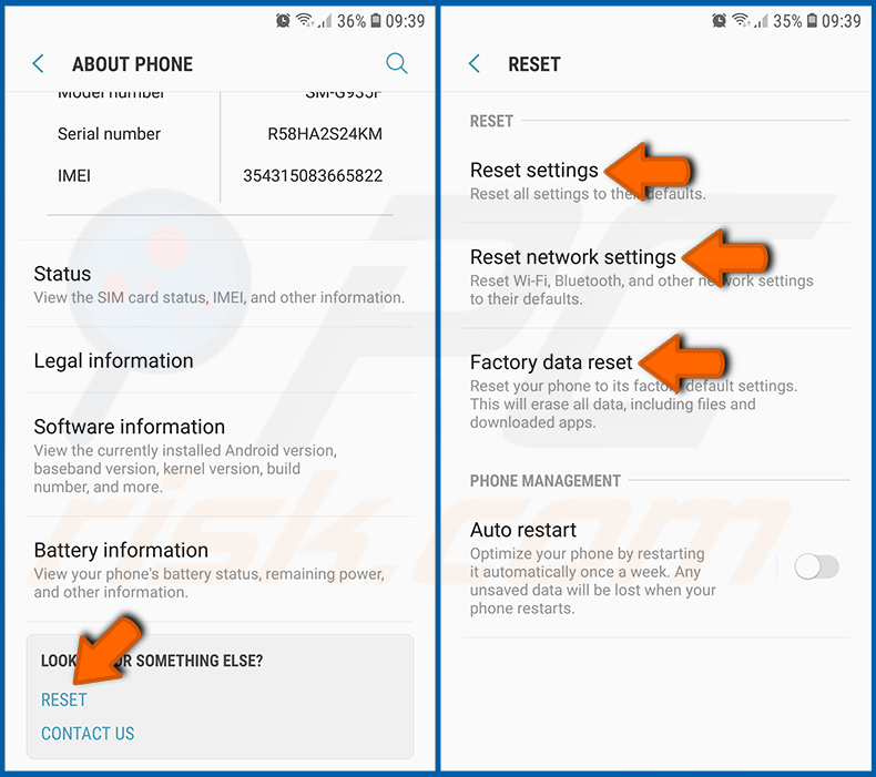 Zurücksetzen des Android-Betriebssystems auf die Standardeinstellungen (Schritt 2)