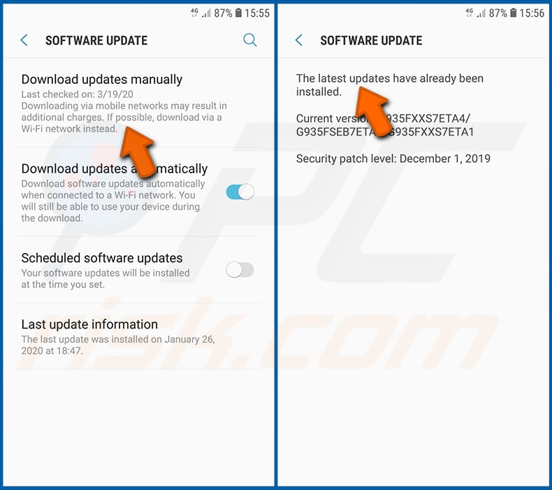 Installation von Software-Updates für das Android-Betriebssystem (Schritt 2)