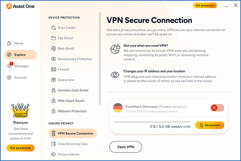 Avast One VPN Merkmal