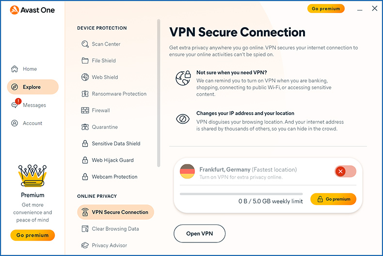 Avast One VPN Merkmal