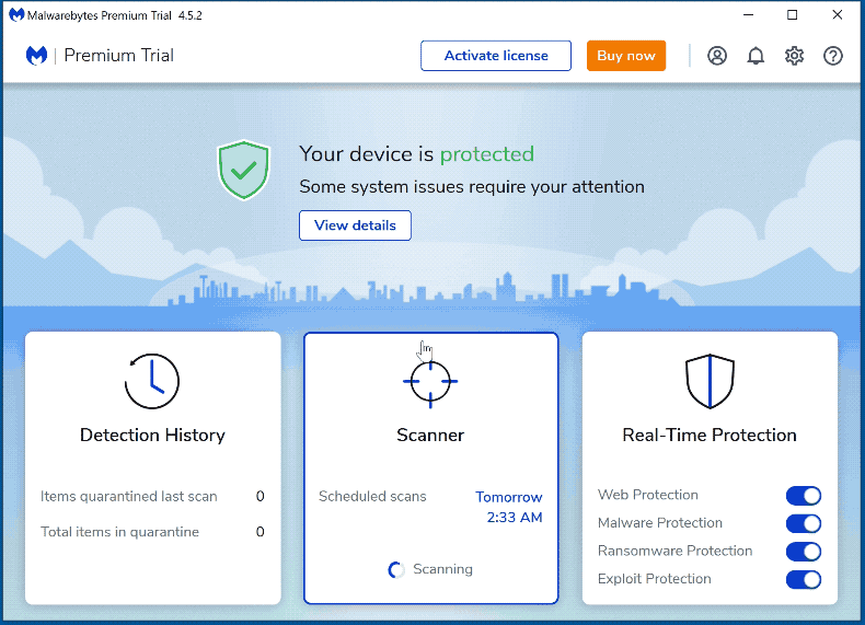 Aussehen von Malwarebytes Premium (GIF)