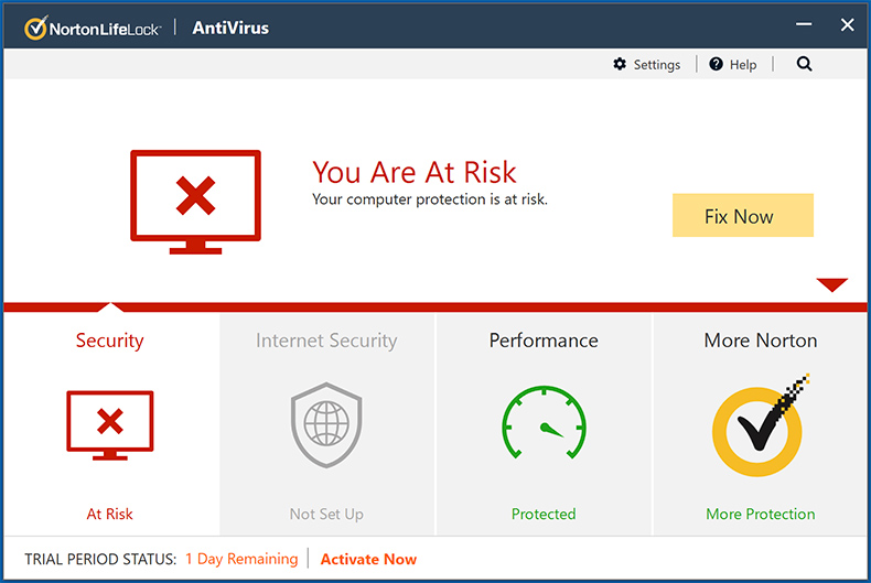 Norton AntiVirus Plus Schnittstelle