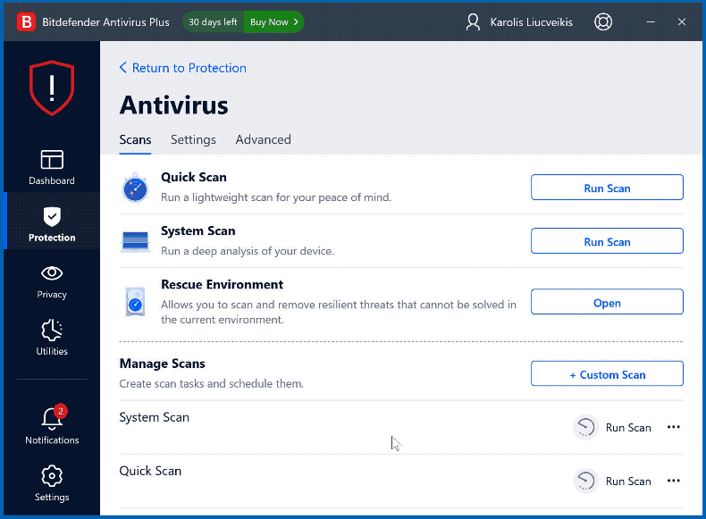 Aussehen von Bitdefender Antivirus Plus (GIF)