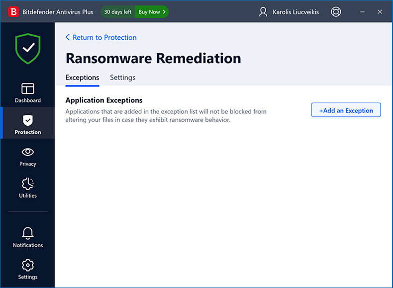 Bitdefender Antivirus Plus Ransomware-Schutz