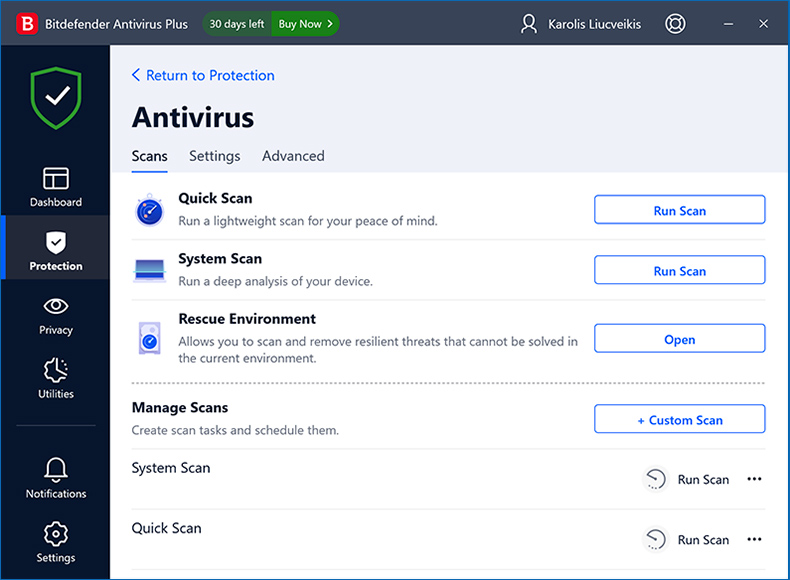 Bitdefender Antivirus Plus Scan
