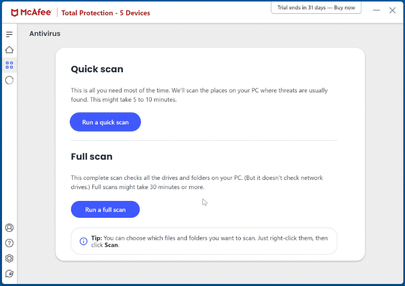 Aussehen von McAfee AntiVirus Plus (GIF)