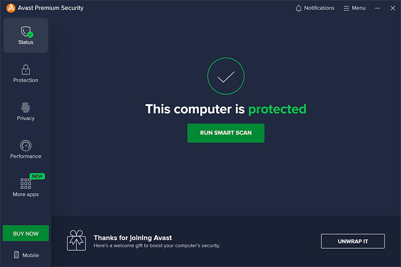 Avast Premium Security Dashboard