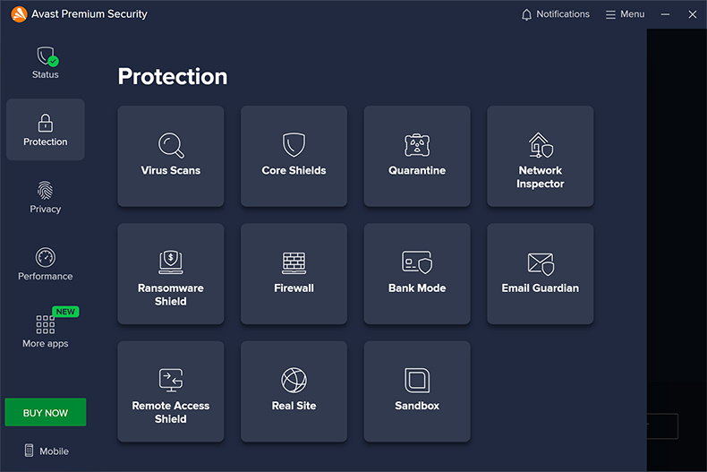 Avast Premium Security Schutzfunktionen