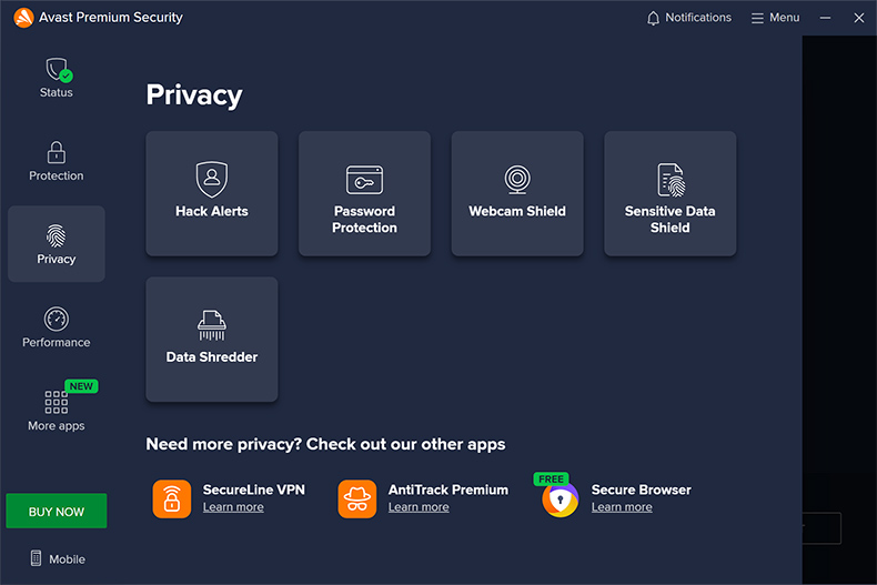 Avast Premium Security Datenschutzsicherheit