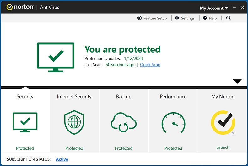 Norton AntiVirus Plus Dashboard